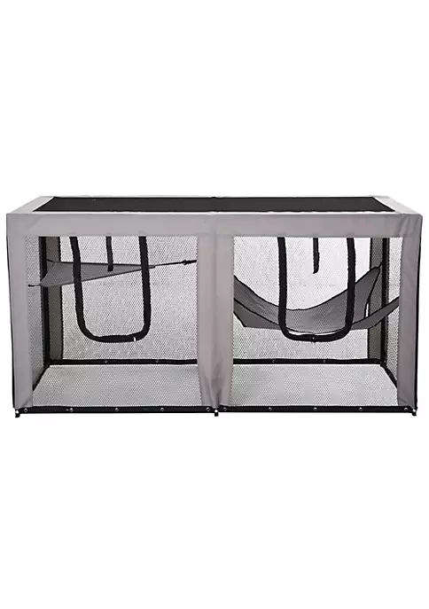 Outlet ๐ PawHut Large Mesh Cat House Kitty Indoor/Outdoor Rest Space with 2 Zipper Doors Soft Hammock Pet Bed Black and Grey โค๏ธ 5 Outlet ๐ PawHut Large Mesh Cat House Kitty Indoor/Outdoor Rest Space with 2 Zipper Doors Soft Hammock Pet Bed Black and Grey โค๏ธ - Image 3