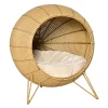 Cheapest 🌟 PawHut 20" Natural Rattan Cat Bed Elevated for Comfort and Circulation Includes Cushion Round Design Tan 😀 -Cheap PawHut Store Belk 1655