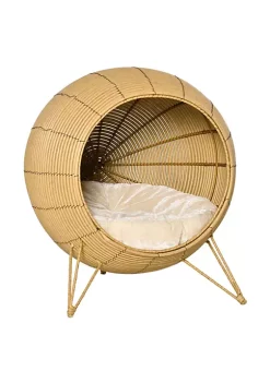 Cheapest 🌟 PawHut 20" Natural Rattan Cat Bed Elevated for Comfort and Circulation Includes Cushion Round Design Tan 😀