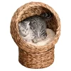 Best Sale 😍 PawHut Cat Braided Water Hyacinth House Enclosure Designed for Indoors and Includes Super Soft Cotton Bed 23" H Brown 👏 -Cheap PawHut Store Belk 1660
