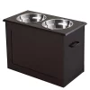Best deal 🌟 PawHut Raised Pet Feeding Storage Station with 2 Stainless Steel Bowls Base for Large 🐕 Dogs and Other Large Pets Dark Brown 🌟 -Cheap PawHut Store Belk 1670