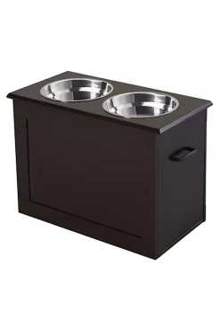 Best deal 🌟 PawHut Raised Pet Feeding Storage Station with 2 Stainless Steel Bowls Base for Large 🐕 Dogs and Other Large Pets Dark Brown 🌟 -Cheap PawHut Store Belk 1672