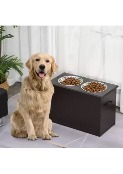 Best deal 🌟 PawHut Raised Pet Feeding Storage Station with 2 Stainless Steel Bowls Base for Large 🐕 Dogs and Other Large Pets Dark Brown 🌟 -Cheap PawHut Store Belk 1673