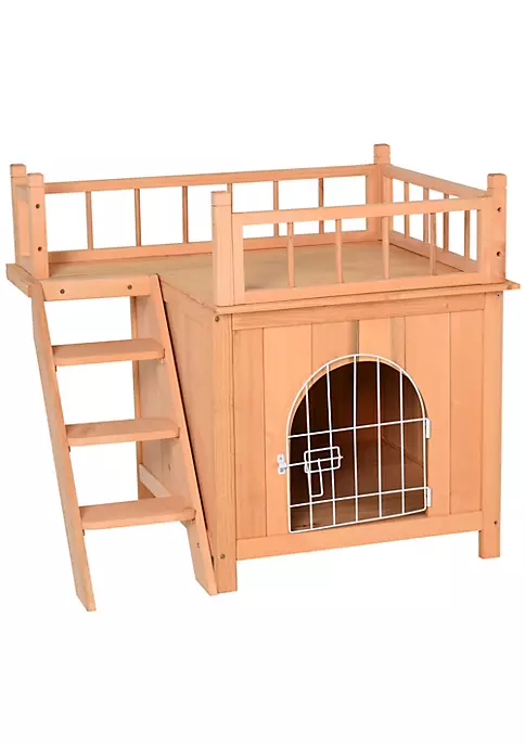 Promo โจ PawHut 2 Level Elevated Waterproof Outdoor Wooden Treehouse Cat Shelter With Balcony Natural Wood ๐ 7 Promo โจ PawHut 2 Level Elevated Waterproof Outdoor Wooden Treehouse Cat Shelter With Balcony Natural Wood ๐ - Image 5
