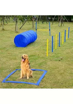 Cheap 🔔 PawHut 4PC Obstacle 🦮 Dog Agility Training Course Kit Backyard Competitive Equipment Blue/Yellow 🌟 -Cheap PawHut Store Belk 1682