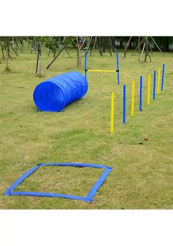Cheap 🔔 PawHut 4PC Obstacle 🦮 Dog Agility Training Course Kit Backyard Competitive Equipment Blue/Yellow 🌟 -Cheap PawHut Store Belk 1683