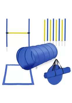 Cheap 🔔 PawHut 4PC Obstacle 🦮 Dog Agility Training Course Kit Backyard Competitive Equipment Blue/Yellow 🌟 -Cheap PawHut Store Belk 1684