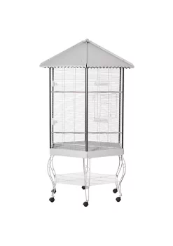 Best reviews of 🔥 PawHut 76" Flight Bird Cage Hexagon Covered Canopy Portable Aviary With Storage 🎁
