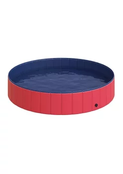 Cheapest 🛒 PawHut Foldable 🐕 Dog Pool Pet Bathing Tub Collapsible PVC Cats Swimming Pool Outdoor/Indoor with Nonslip Bottom Red / Dark Blue 12" x 63" 😀 -Cheap PawHut Store Belk 1707