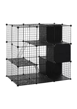 Deals 🌟 PawHut Pet Playpen Small Animal Cage 56 Panels with Doors Ramps and Storage Shelf for Rabbit Kitten Chinchillas Guinea Pig and Ferret ✨