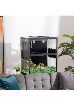 Cheapest 👍 PawHut 27" H Reptile Cage Habitat Box Breeding Terrarium Climbing Pet Containers Includes Lamp Holders Hanging Basin for Lizards Chameleon Turtle Black 👏 -Cheap PawHut Store Belk 1717