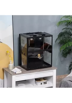 Cheapest 👍 PawHut 27" H Reptile Cage Habitat Box Breeding Terrarium Climbing Pet Containers Includes Lamp Holders Hanging Basin for Lizards Chameleon Turtle Black 👏 -Cheap PawHut Store Belk 1718