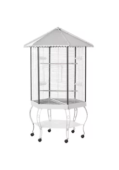 Best reviews of 🔥 PawHut 76" Flight Bird Cage Hexagon Covered Canopy Portable Aviary With Storage 🎁 -Cheap PawHut Store Belk 172