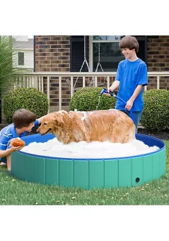 Wholesale 👍 PawHut Foldable 🦮 Dog Pool Pet Bathing Tub Collapsible PVC Cats Swimming Pool Outdoor/Indoor with Nonslip Bottom Green / Blue 12" x 63" 💯 -Cheap PawHut Store Belk 1728
