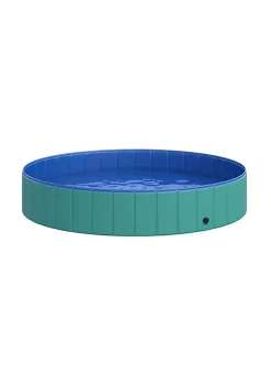 Wholesale 👍 PawHut Foldable 🦮 Dog Pool Pet Bathing Tub Collapsible PVC Cats Swimming Pool Outdoor/Indoor with Nonslip Bottom Green / Blue 12" x 63" 💯 -Cheap PawHut Store Belk 1729