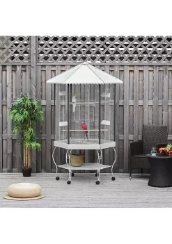 Best reviews of 🔥 PawHut 76" Flight Bird Cage Hexagon Covered Canopy Portable Aviary With Storage 🎁 -Cheap PawHut Store Belk 173