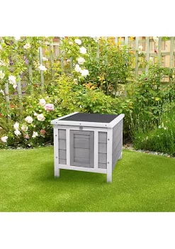 Deals 😉 PawHut Small Wooden Rabbit Hutch Guinea Pig House 🐕 Dog Cage with Openable and Waterproof Roof Grey 🤩 -Cheap PawHut Store Belk 1733