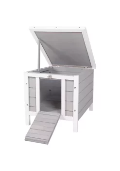 Deals 😉 PawHut Small Wooden Rabbit Hutch Guinea Pig House 🐕 Dog Cage with Openable and Waterproof Roof Grey 🤩 -Cheap PawHut Store Belk 1734