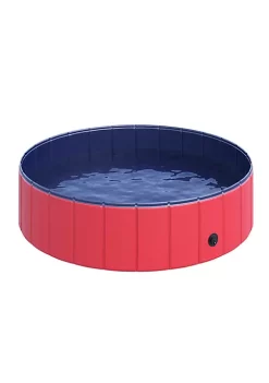 Buy ❤️ PawHut Foldable 🦮 Dog Pool Pet Bathing Tub Collapsible PVC Cats Swimming Pool Outdoor/Indoor with Nonslip Bottom Red / Dark Blue 12" x 47" 👏 -Cheap PawHut Store Belk 1742