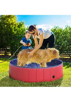 Buy ❤️ PawHut Foldable 🦮 Dog Pool Pet Bathing Tub Collapsible PVC Cats Swimming Pool Outdoor/Indoor with Nonslip Bottom Red / Dark Blue 12" x 47" 👏 -Cheap PawHut Store Belk 1743