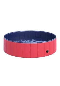 Buy ❤️ PawHut Foldable 🦮 Dog Pool Pet Bathing Tub Collapsible PVC Cats Swimming Pool Outdoor/Indoor with Nonslip Bottom Red / Dark Blue 12" x 47" 👏 -Cheap PawHut Store Belk 1744