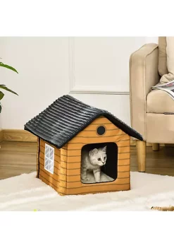 Best reviews of 😍 PawHut Heated Cat House Condo Foldable Enclosed Pet House with Heating Pad for Cats or Small 🐕 Dogs Use for Indoor or Covered Outdoor Areas Log Cabin Design 🧨 -Cheap PawHut Store Belk 177