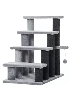 Best deal 🔔 PawHut 4 Level Cat Stair Ladder Kitten Tree Climber with Hanging Play Ball Steps for Bed Sofa Light Grey 🎁
