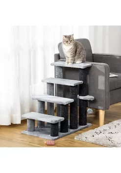 Best deal 🔔 PawHut 4 Level Cat Stair Ladder Kitten Tree Climber with Hanging Play Ball Steps for Bed Sofa Light Grey 🎁 -Cheap PawHut Store Belk 1772
