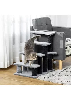Best deal 🔔 PawHut 4 Level Cat Stair Ladder Kitten Tree Climber with Hanging Play Ball Steps for Bed Sofa Light Grey 🎁 -Cheap PawHut Store Belk 1773