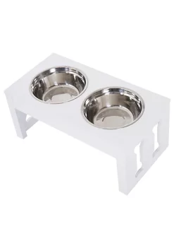 Flash Sale ✨ PawHut 23" Modern Decorative 🐶 Dog Bone Wooden Heavy Duty Pet Food Bowl Elevated Feeding Station White 🥰 -Cheap PawHut Store Belk 1787