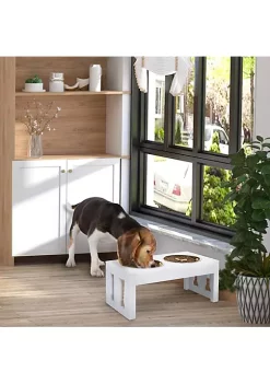 Flash Sale ✨ PawHut 23" Modern Decorative 🐶 Dog Bone Wooden Heavy Duty Pet Food Bowl Elevated Feeding Station White 🥰 -Cheap PawHut Store Belk 1788