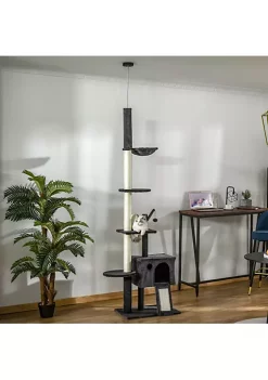 Buy ❤️ PawHut 106" Huge Cat Tree Kitty Activity Center Floor to Ceiling Cat Climbing Toy with Scratching Post Board Hammock Hanging Ball Rest Pet Furniture Dark Grey ⌛ -Cheap PawHut Store Belk 180