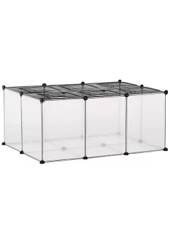 Outlet 🧨 PawHut Pet Playpen Small Animal Cage Transparent Customizable Fence with Door for Hamster Guinea Pigs Chinchilla 👏