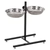 Brand new 🎁 PawHut Elevated Stainless Steel 🐕 Dog Double Bowls with H Base Adjustable Raised Height for 🐕 Dogs 22" 🧨 -Cheap PawHut Store Belk 1815