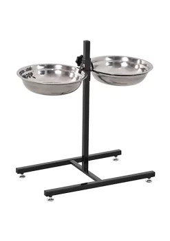 Brand new 🎁 PawHut Elevated Stainless Steel 🐕 Dog Double Bowls with H Base Adjustable Raised Height for 🐕 Dogs 22" 🧨 -Cheap PawHut Store Belk 1819