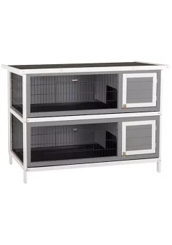 Wholesale 🔔 PawHut 54" 2 Floor Large Rabbit Hutch Wooden Pet House Bunny Cage Small Animal Habitat with Lockable Doors Run Asphalt Roof for Outdoor Use Dark Grey ✨