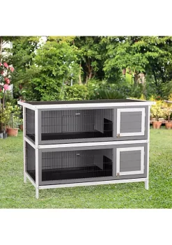 Wholesale 🔔 PawHut 54" 2 Floor Large Rabbit Hutch Wooden Pet House Bunny Cage Small Animal Habitat with Lockable Doors Run Asphalt Roof for Outdoor Use Dark Grey ✨ -Cheap PawHut Store Belk 1823