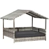 Outlet 👏 PawHut Wicker 🦮 Dog House Raised Rattan Pet Cabana for Small to Medium sized Animals with Cushion Canopy Comfortable Lounger Charcoal Grey 🛒 -Cheap PawHut Store Belk 1830