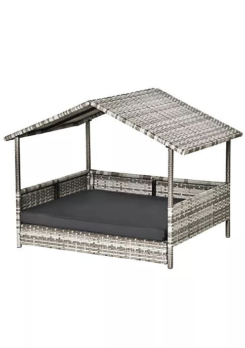 Outlet ๐ PawHut Wicker ๐ฆฎ Dog House Raised Rattan Pet Cabana for Small to Medium sized Animals with Cushion Canopy Comfortable Lounger Charcoal Grey ๐ 4 Outlet ๐ PawHut Wicker ๐ฆฎ Dog House Raised Rattan Pet Cabana for Small to Medium sized Animals with Cushion Canopy Comfortable Lounger Charcoal Grey ๐ - Image 2