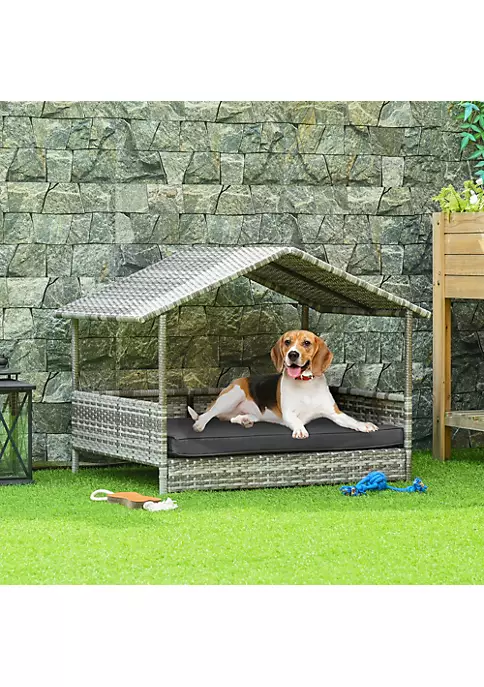 Outlet ๐ PawHut Wicker ๐ฆฎ Dog House Raised Rattan Pet Cabana for Small to Medium sized Animals with Cushion Canopy Comfortable Lounger Charcoal Grey ๐ 5 Outlet ๐ PawHut Wicker ๐ฆฎ Dog House Raised Rattan Pet Cabana for Small to Medium sized Animals with Cushion Canopy Comfortable Lounger Charcoal Grey ๐ - Image 3