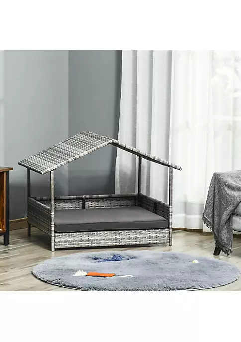 Outlet ๐ PawHut Wicker ๐ฆฎ Dog House Raised Rattan Pet Cabana for Small to Medium sized Animals with Cushion Canopy Comfortable Lounger Charcoal Grey ๐ 6 Outlet ๐ PawHut Wicker ๐ฆฎ Dog House Raised Rattan Pet Cabana for Small to Medium sized Animals with Cushion Canopy Comfortable Lounger Charcoal Grey ๐ - Image 4