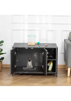 Best Pirce 🔥 PawHut Wooden Cat Litter Box Enclosure Multipurpose Anti Tracking Pet Kitten House Indoor End Table with Double Doors and Storage Shelves Black 🤩 -Cheap PawHut Store Belk 1837