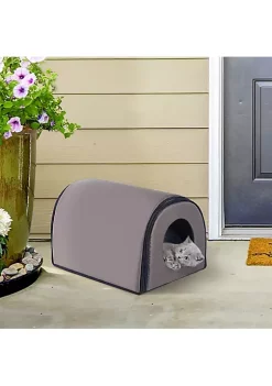 Discount 👍 PawHut Dome Heated Cat House Portable and Waterproof Pet Shelter for Kitty in Winter Brown ⭐ -Cheap PawHut Store Belk 1843