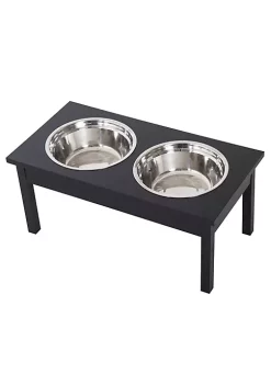 Promo 💯 PawHut 2 Stainless Steel Pet Bowls 23"L Durable Wooden Heavy Duty 🐕 Dog Feeding Station Black 🛒 -Cheap PawHut Store Belk 189