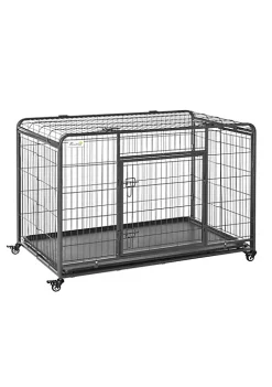 Top 10 😉 PawHut Folding Design Heavy Duty Metal 🦮 Dog Cage Crate and Kennel with Removable Tray ａｎｄ Cover and 4 Locking Wheels Indoor/Outdoor 49.25" x 30" x 32" 😉 -Cheap PawHut Store Belk 2
