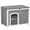 Best reviews of ❤️ PawHut Foldable Raised Wooden 🐶 Dog House Indoor and Outdoor 🐶 Dog Cage Kennel Cat House w/ Lockable Door Openable Roof Removable Bottom for Small and Medium Pets Grey ⭐ -Cheap PawHut Store Belk 20