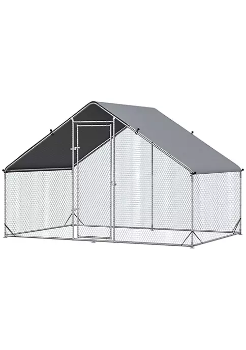 Cheap ๐ฅ PawHut Galvanized Metal Chicken Coop Cage Walk In Poultry Playpen with Cover and Lockable Door for Outdoor Backyard 10' x 6' x 6' Silver ๐ 4 Cheap ๐ฅ PawHut Galvanized Metal Chicken Coop Cage Walk In Poultry Playpen with Cover and Lockable Door for Outdoor Backyard 10' x 6' x 6' Silver ๐ - Image 2