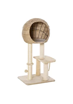 Best reviews of 🧨 PawHut Cat Tree with Sisal Scratching Post Condo and Hanging Rope 44" H Beige 🤩
