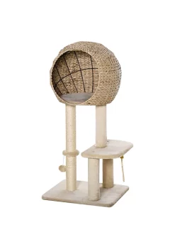 Best reviews of 🧨 PawHut Cat Tree with Sisal Scratching Post Condo and Hanging Rope 44" H Beige 🤩 -Cheap PawHut Store Belk 224