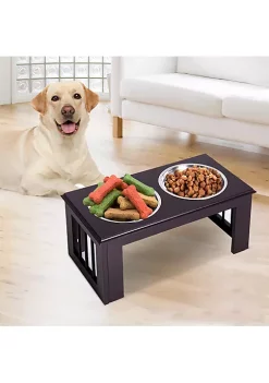 Outlet 🧨 PawHut Durable Wooden 🐶 Dog Feeding Station with 2 Included 🐶 Dog Food Bowls and a Non Slip Base 23" Espresso 🎉 -Cheap PawHut Store Belk 240